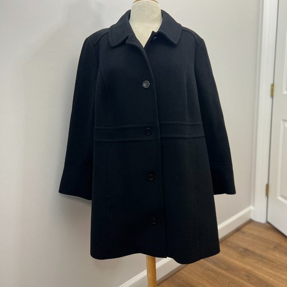 EUC Talbots Black Wool Blend Car Coat Sz XL - Picture 4 of 15